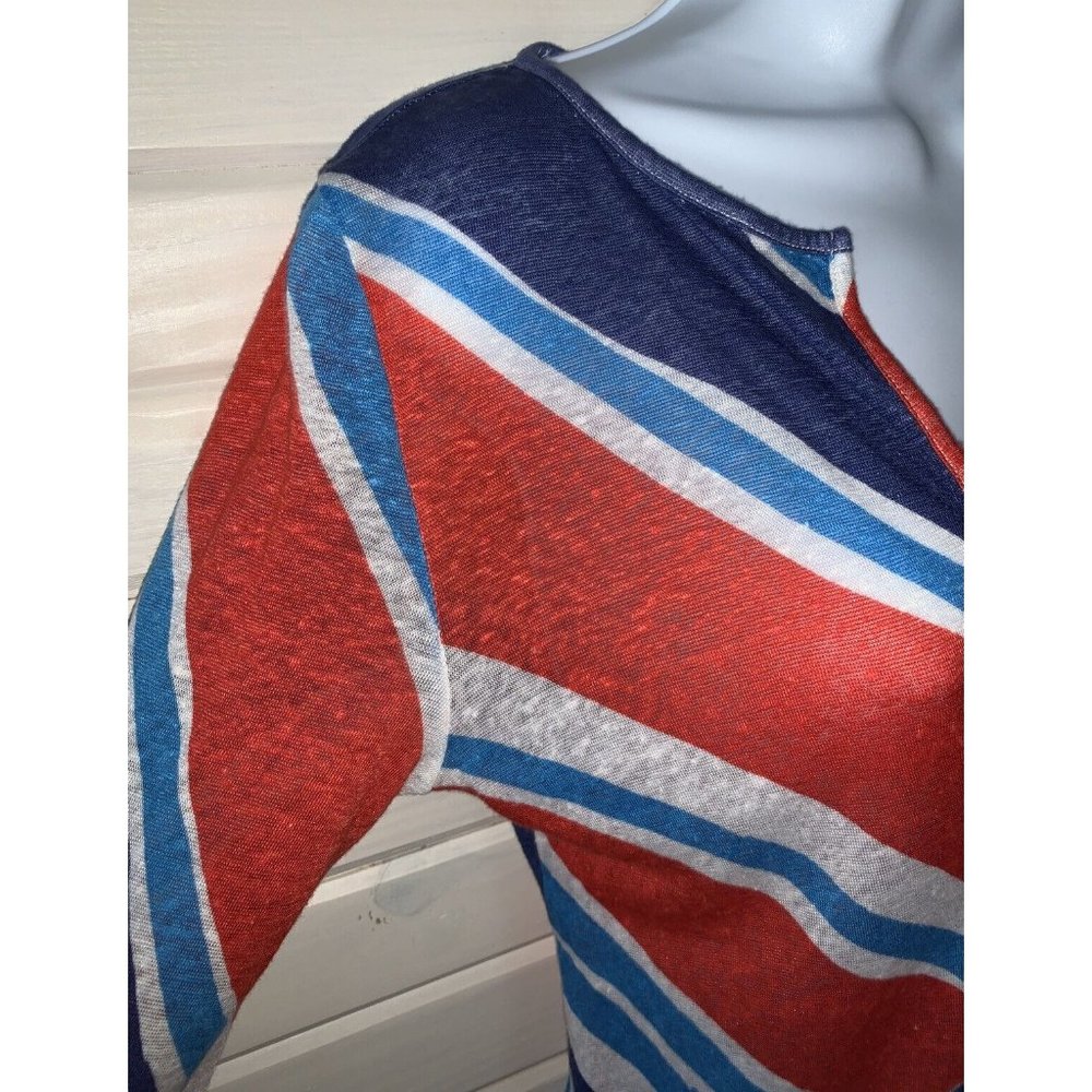 Vera Neumann Sz SMALL Tunic Linen Silk Slub Knit Drawstring Hem Split Neck EUC - Picture 4 of 11